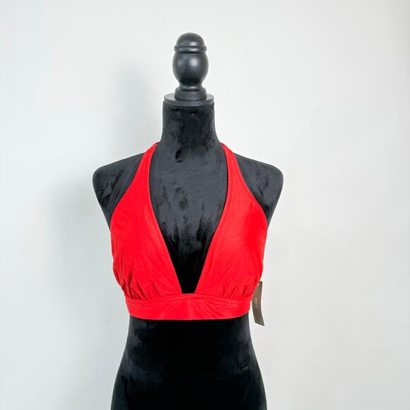J Crew DD Halter Tie Back Triangle‎ Bikini Top Size Small Red NWT - Picture 1 of 6